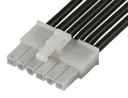 MOLEX 215323-1062 Cable Assembly, Mini-Fit Jr. Plug to Free End, 6 Ways, 4.2 mm, 1 Row, 300 mm, 11.8 "